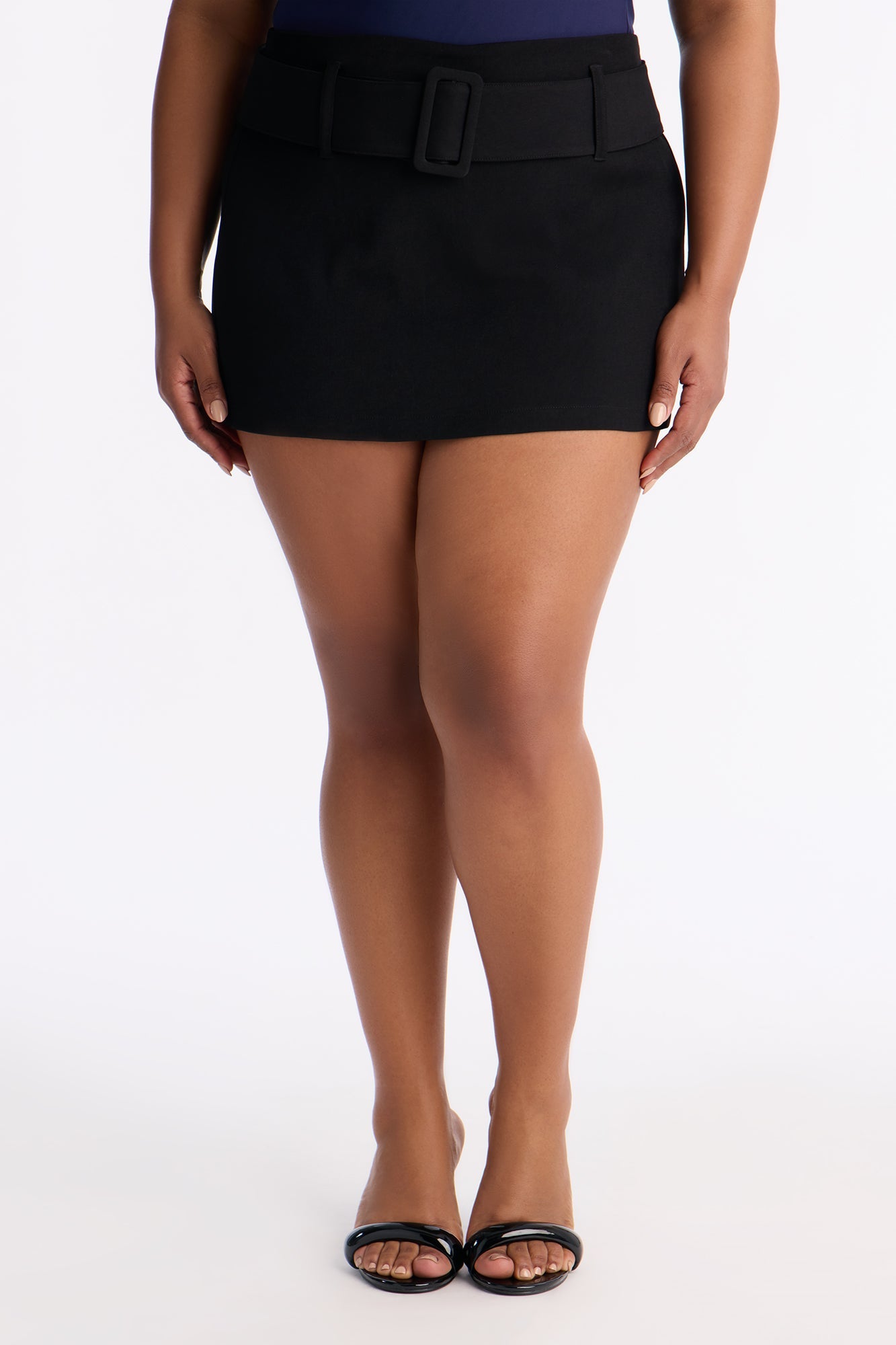 Carmen Belted Crepe Woven Mini Skort - Black