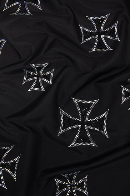 Cross Crusade Patterned Bandana - Black