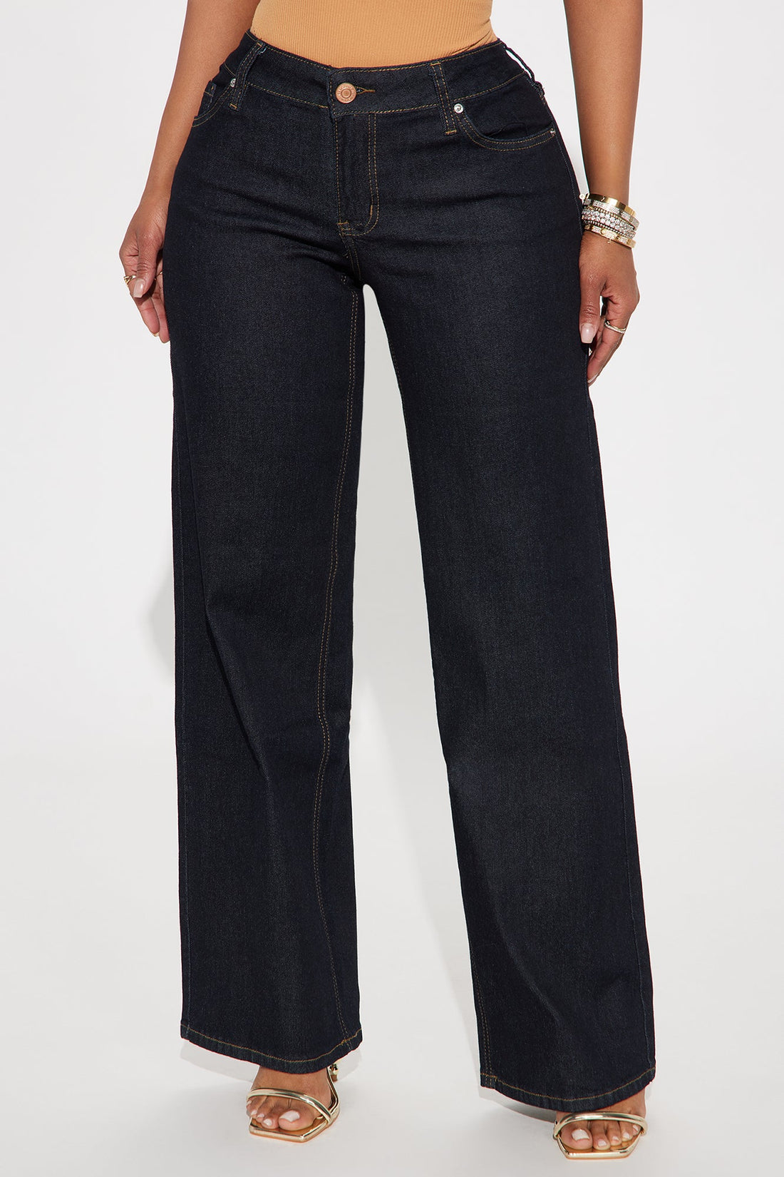 Penelope Low Rise Loose Wide Leg Jeans - Dark Wash