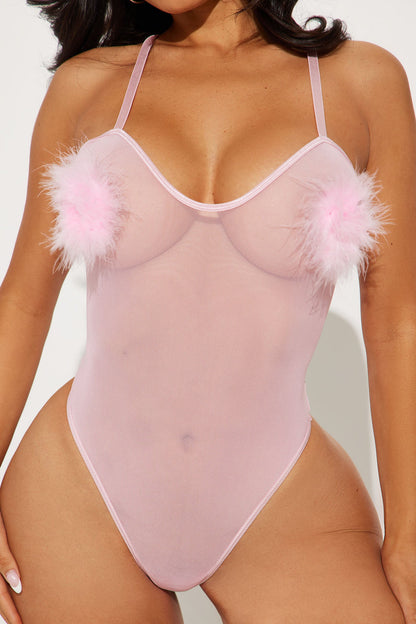Keisha Feather Fluff Teddy - Pink