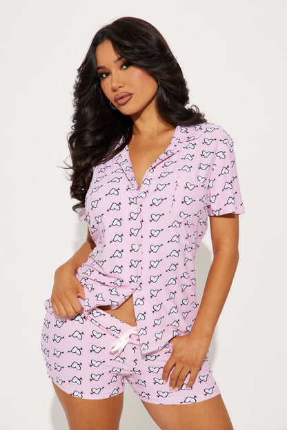 Lovestruck PJ Short Set - Pink