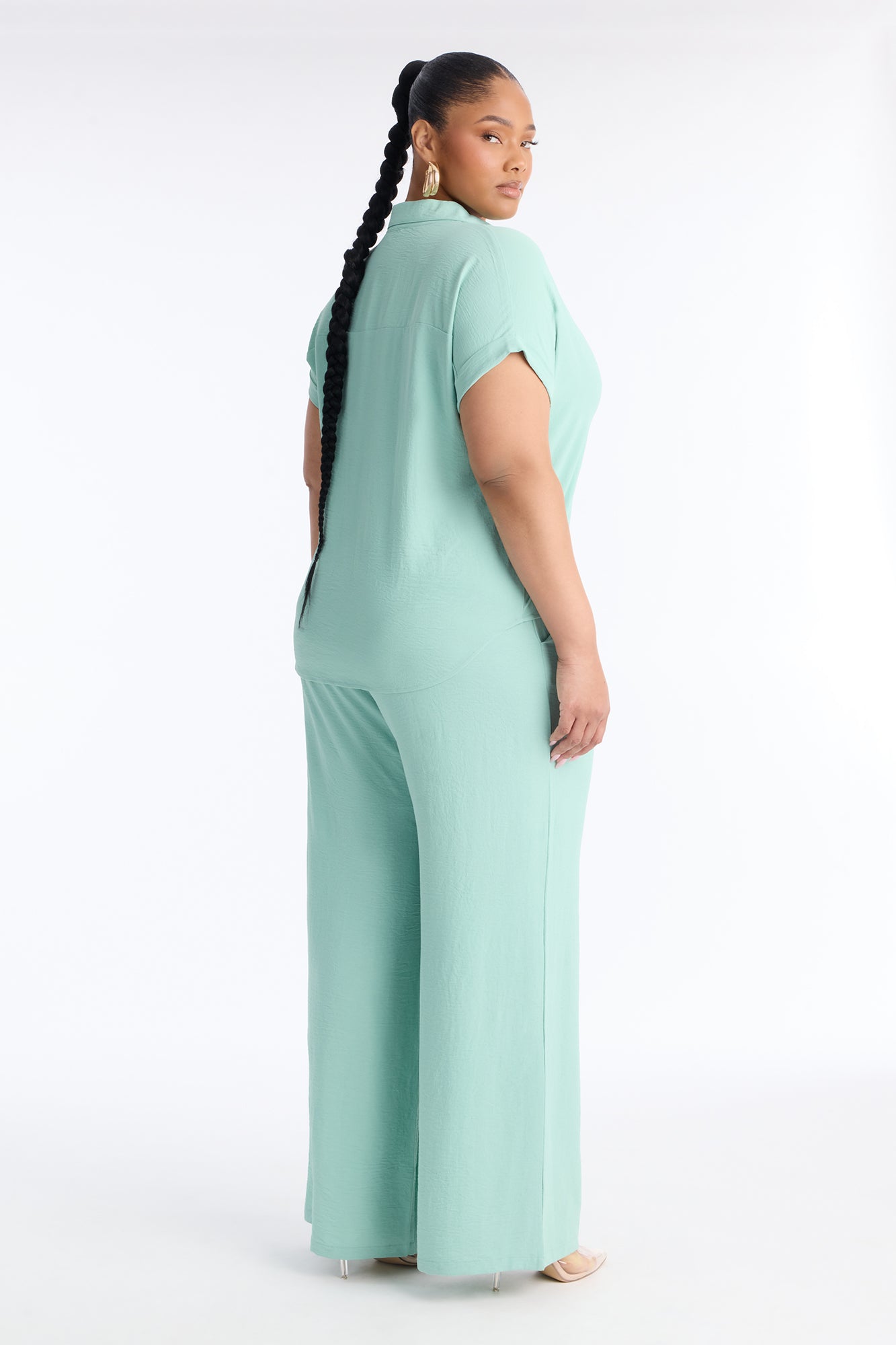 Makela Flowy Wide Leg Pant Set - Sage