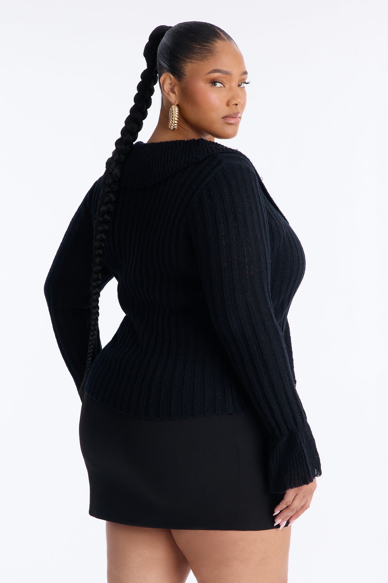 Nessa Ruffle Tie Front Cardigan - Black