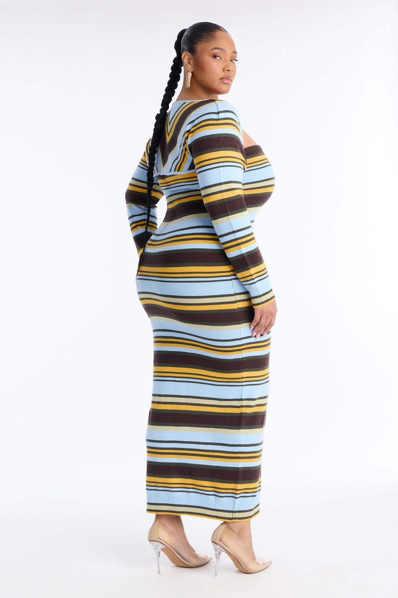 Total Vibe Sweater Maxi Dress Set - Blue/combo