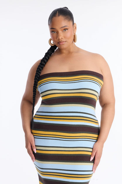 Total Vibe Sweater Maxi Dress Set - Blue/combo