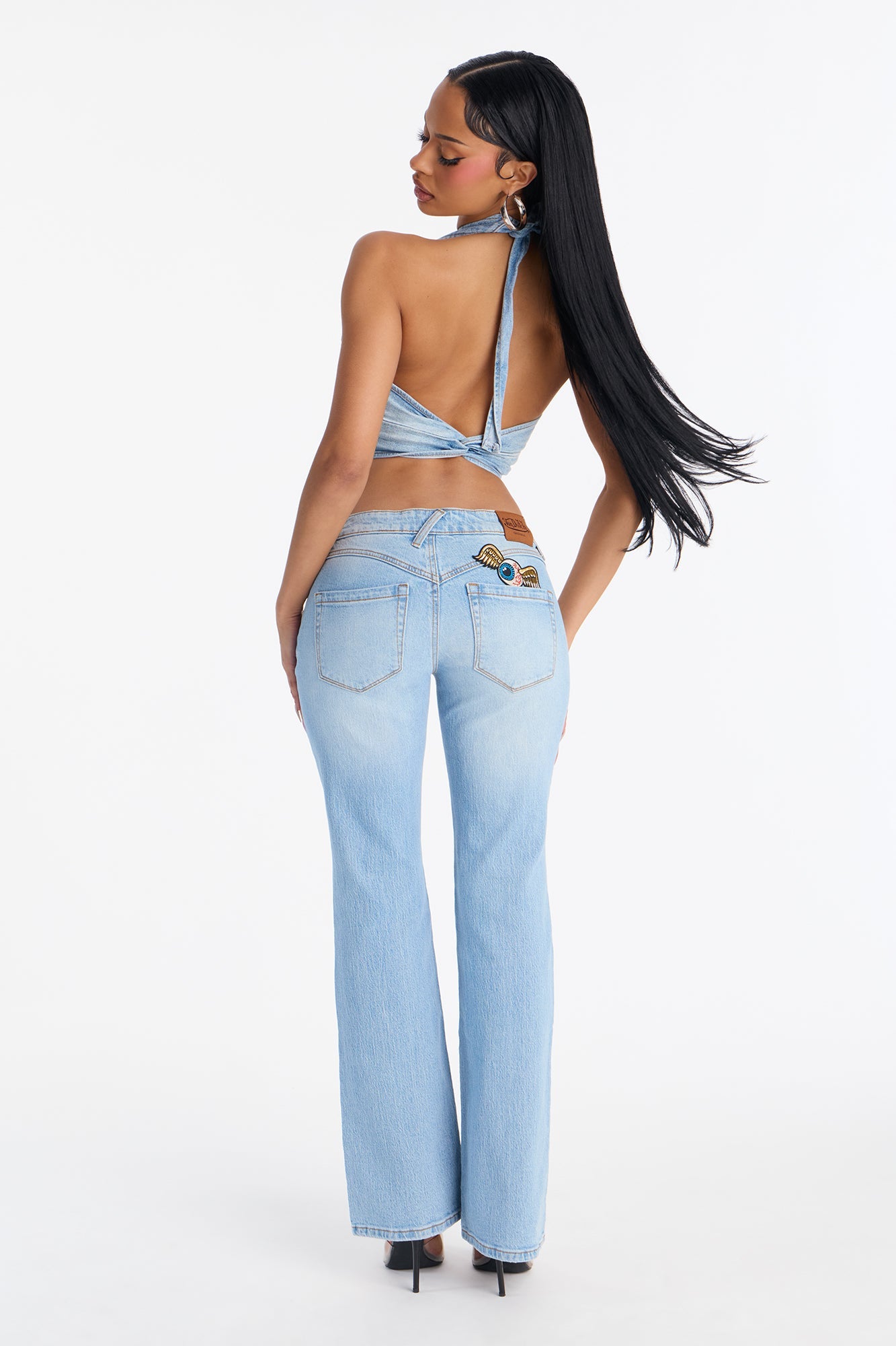 Von Dutch Fire Flame Bootcut Jeans - Light Blue Wash