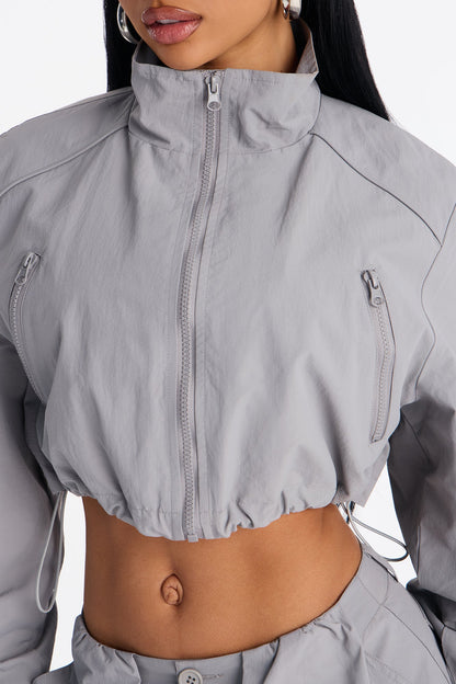 High Standards Windbreaker Zip Up Jacket - Grey