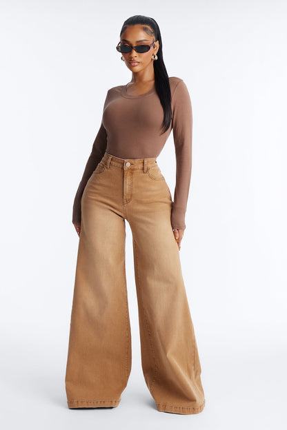 Next Move Wide Leg Jeans - Camel