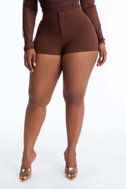 Out Of Office Low Rise Micro Short - Chocolate