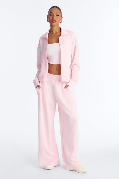 Stacy Scuba Zip Up Pant Set - Pink