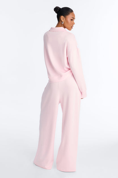 Stacy Scuba Zip Up Pant Set - Pink