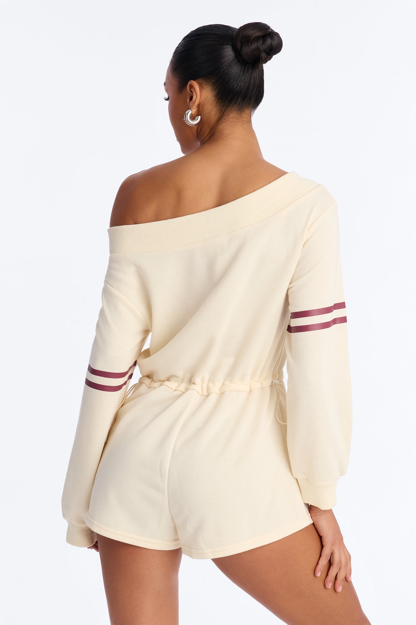 New York Off Shoulder Romper - Cream