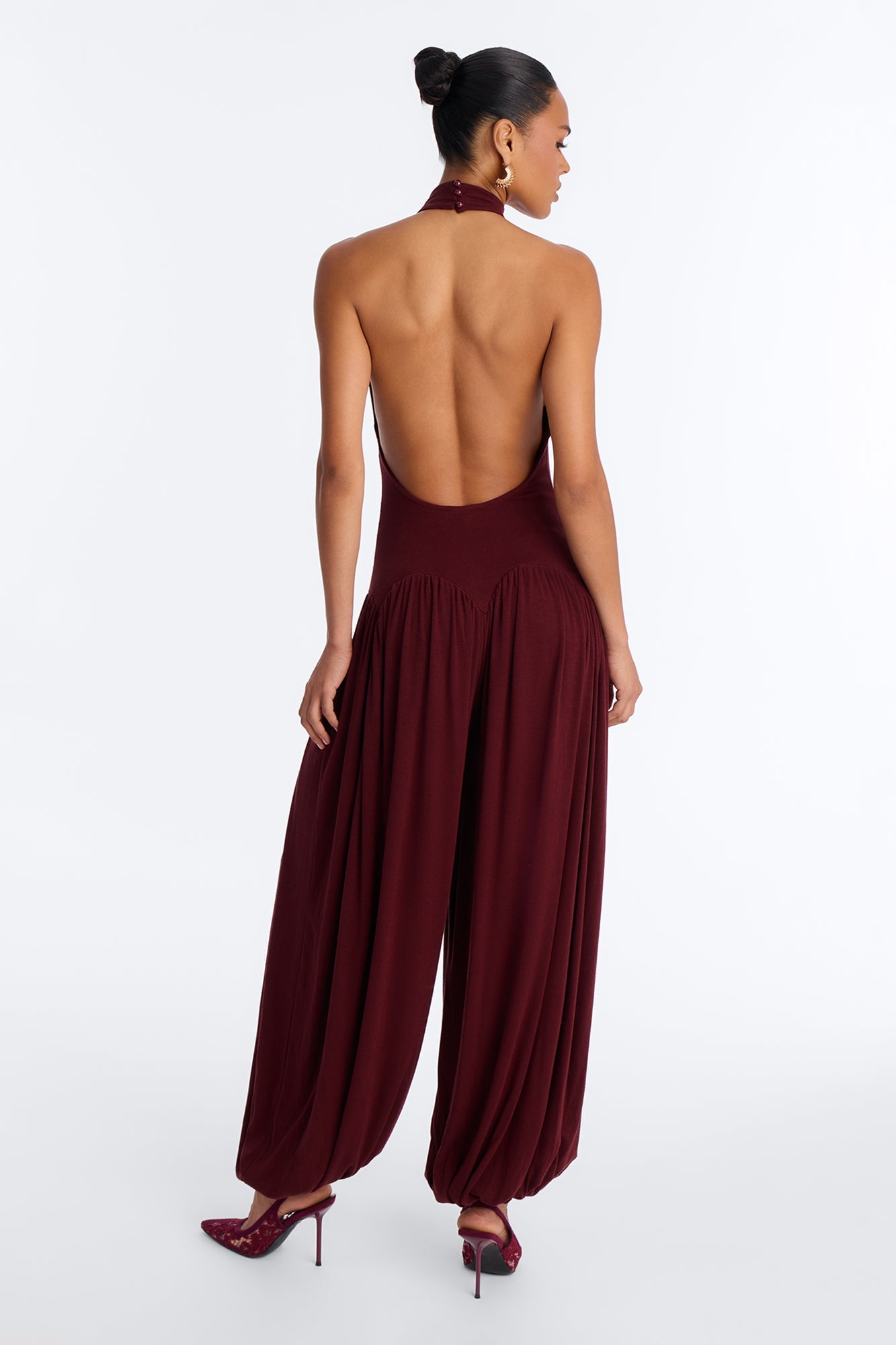 Haze Balloon Wide Leg Jumpsuit - Wine