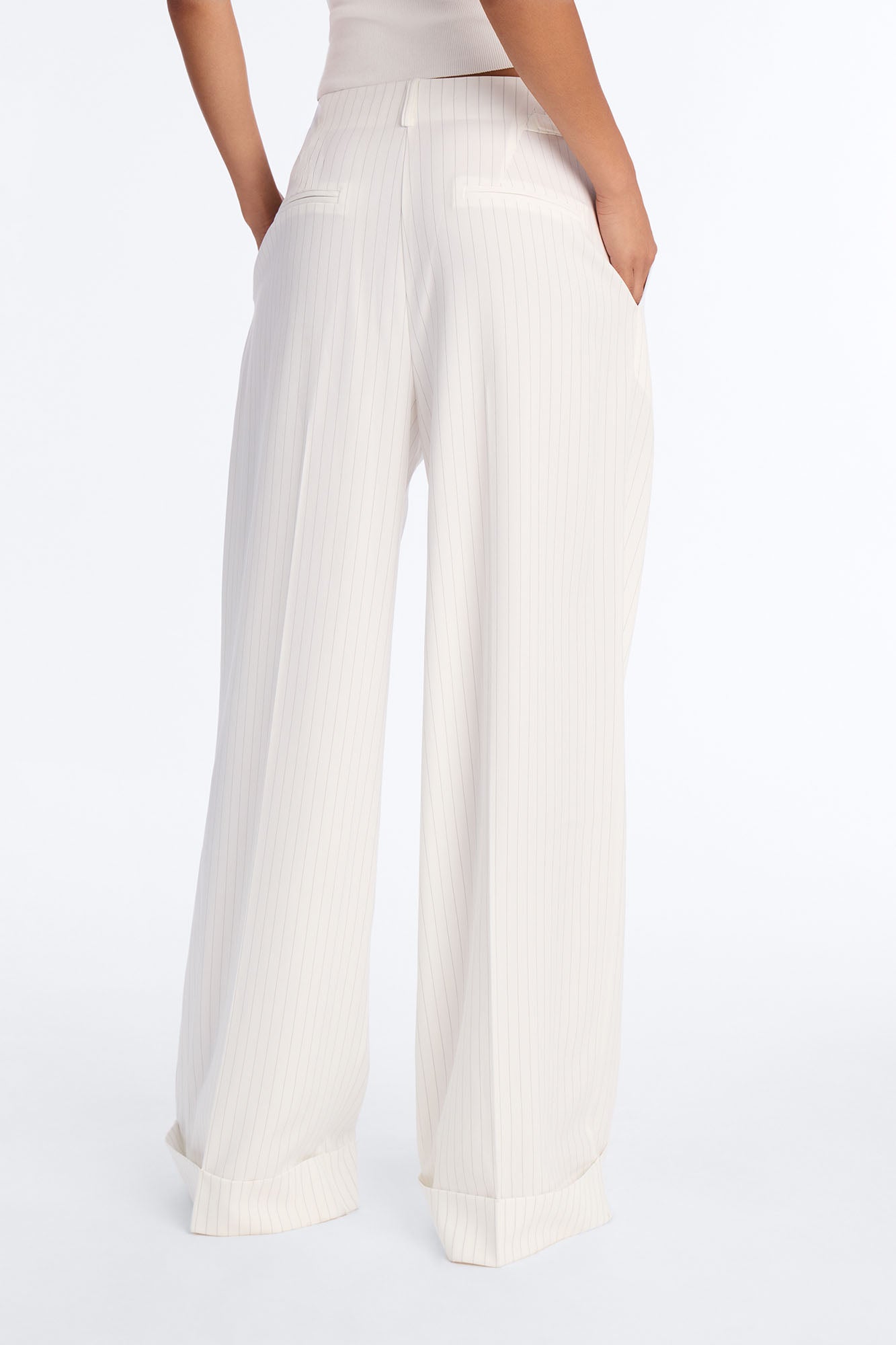 Pinstripes And Attitude Hardware Crepe Trouser Pant 33″ - White
