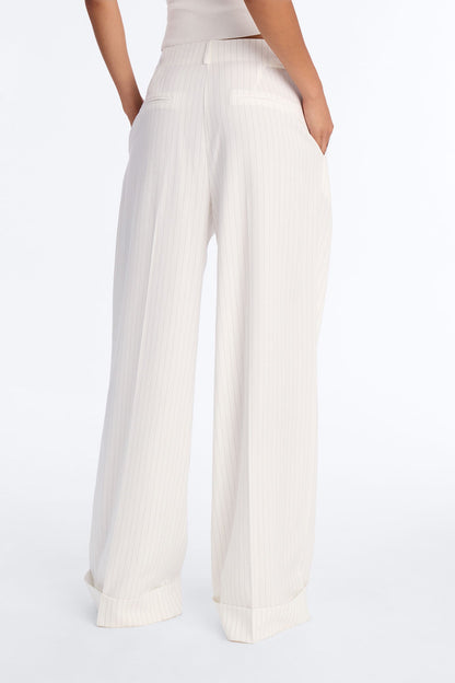 Pinstripes And Attitude Hardware Crepe Trouser Pant 33″ - White