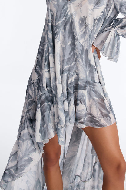 Demi High Low Chiffon Mini Dress - Grey/combo