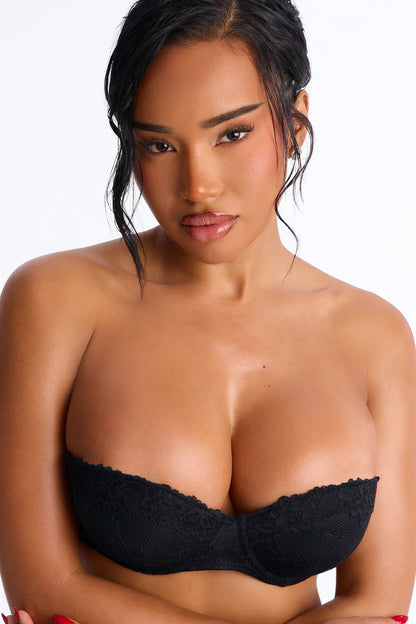Lift Multi Way Strapless Lace Push Up Bra - Black