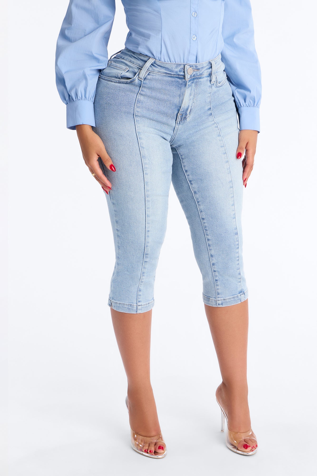 Sweetstuff Stretch Denim Pedal Pusher Jeans - Light Wash