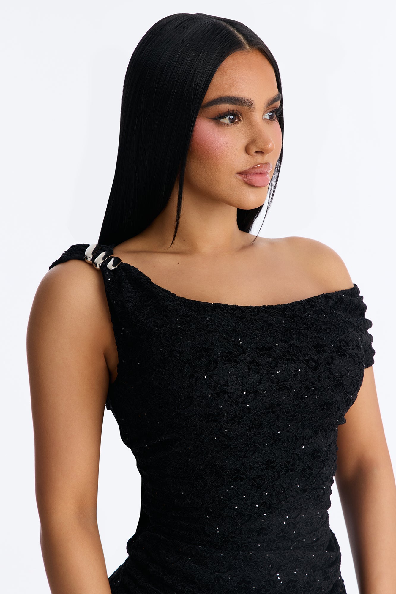Dark Nights Lace Micro Short Romper - Black