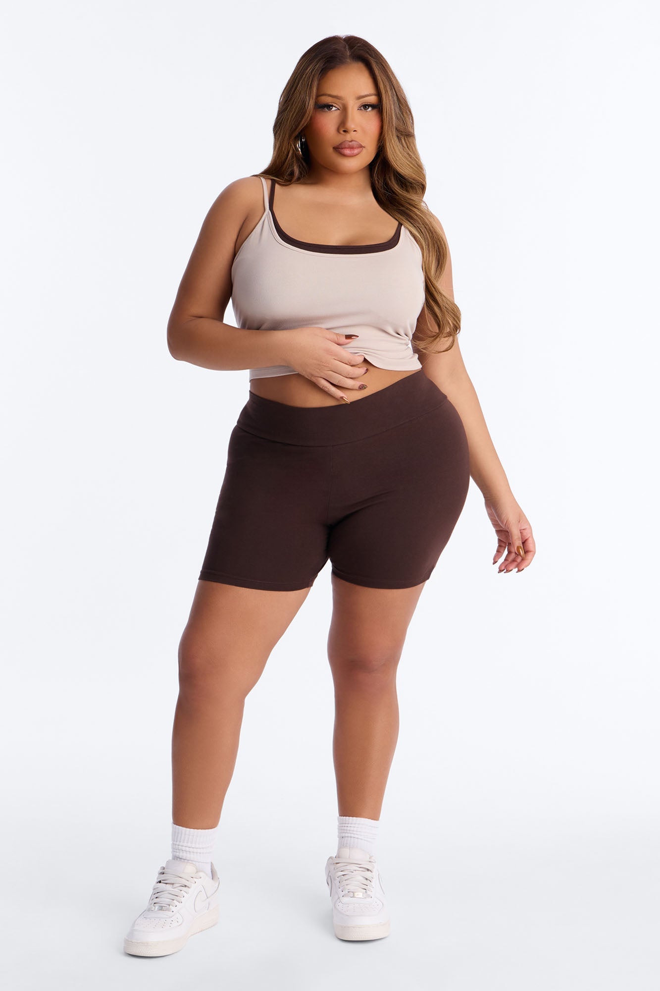 Quinn Mid Rise Everyday Cotton Biker Short 5″ - Chocolate