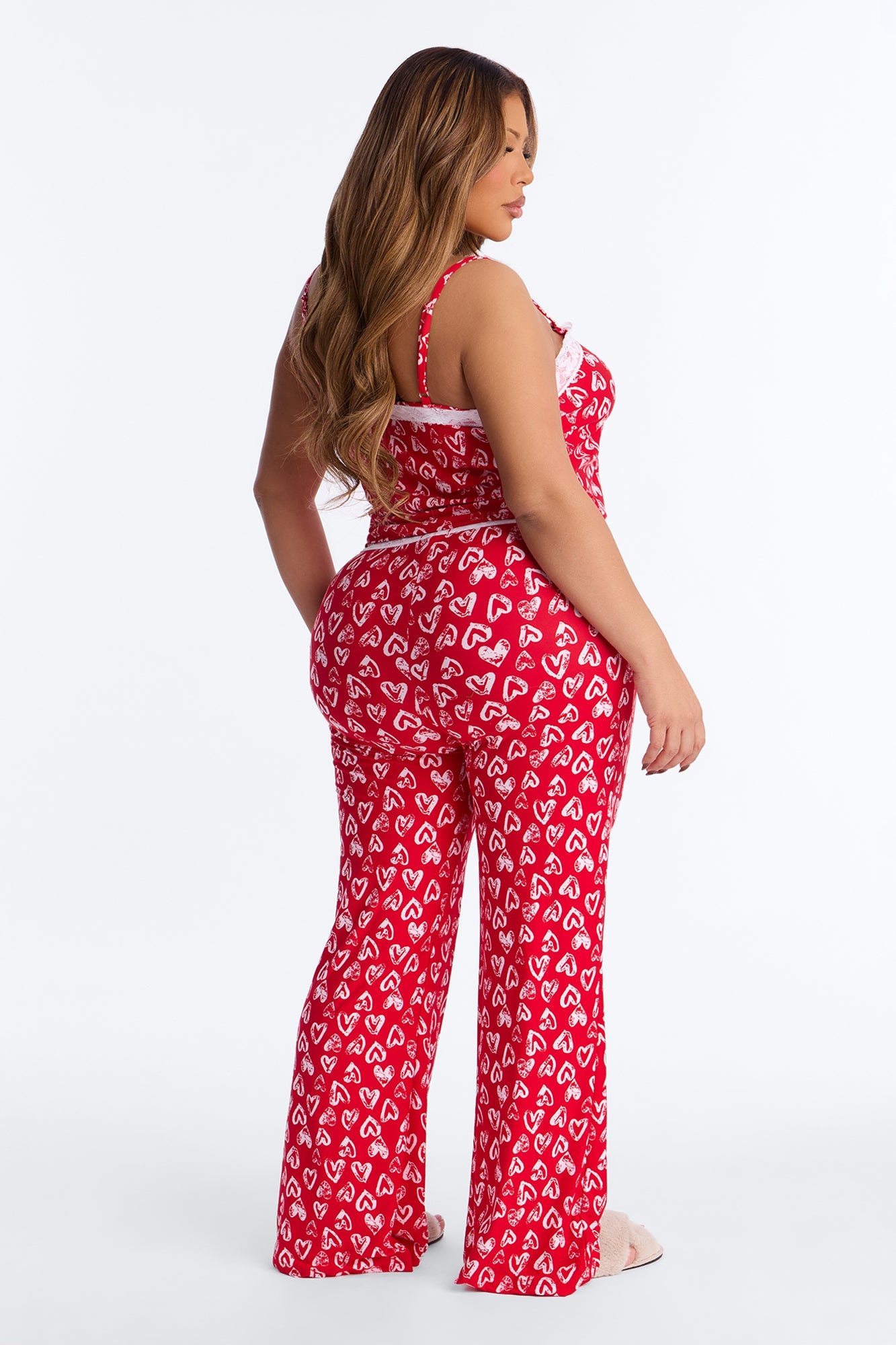 Love Everywhere Cami PJ Pant Set - Red/White