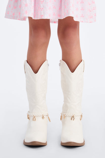 Mini Steve Madden Charming Girl Cowboy Boots - White