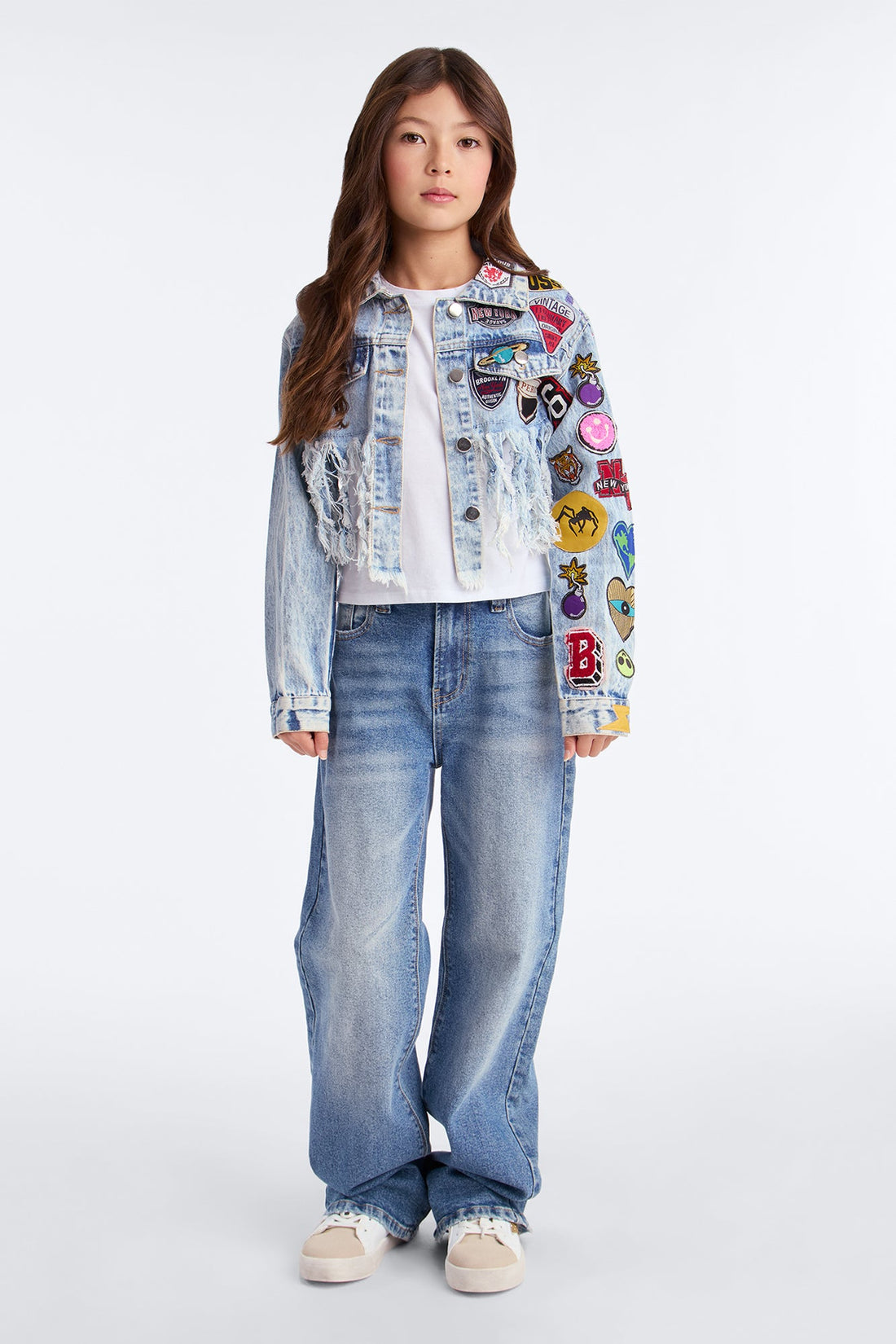 Mini New Level Fringe Denim Jacket - Medium Wash