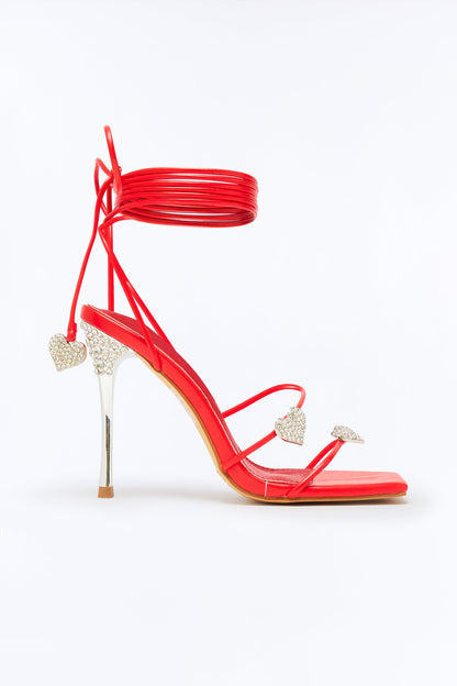 Be Your Sweetheart Wrap Up Heels - Red