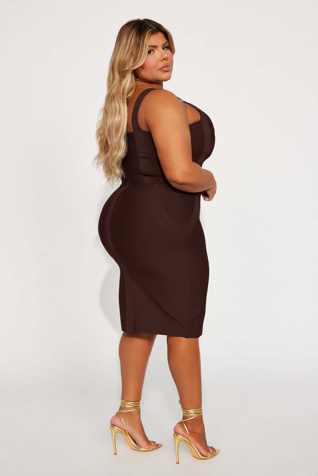 Elise Bandage Midi Dress - Chocolate