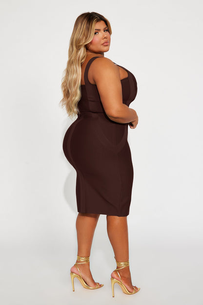 Elise Bandage Midi Dress - Chocolate