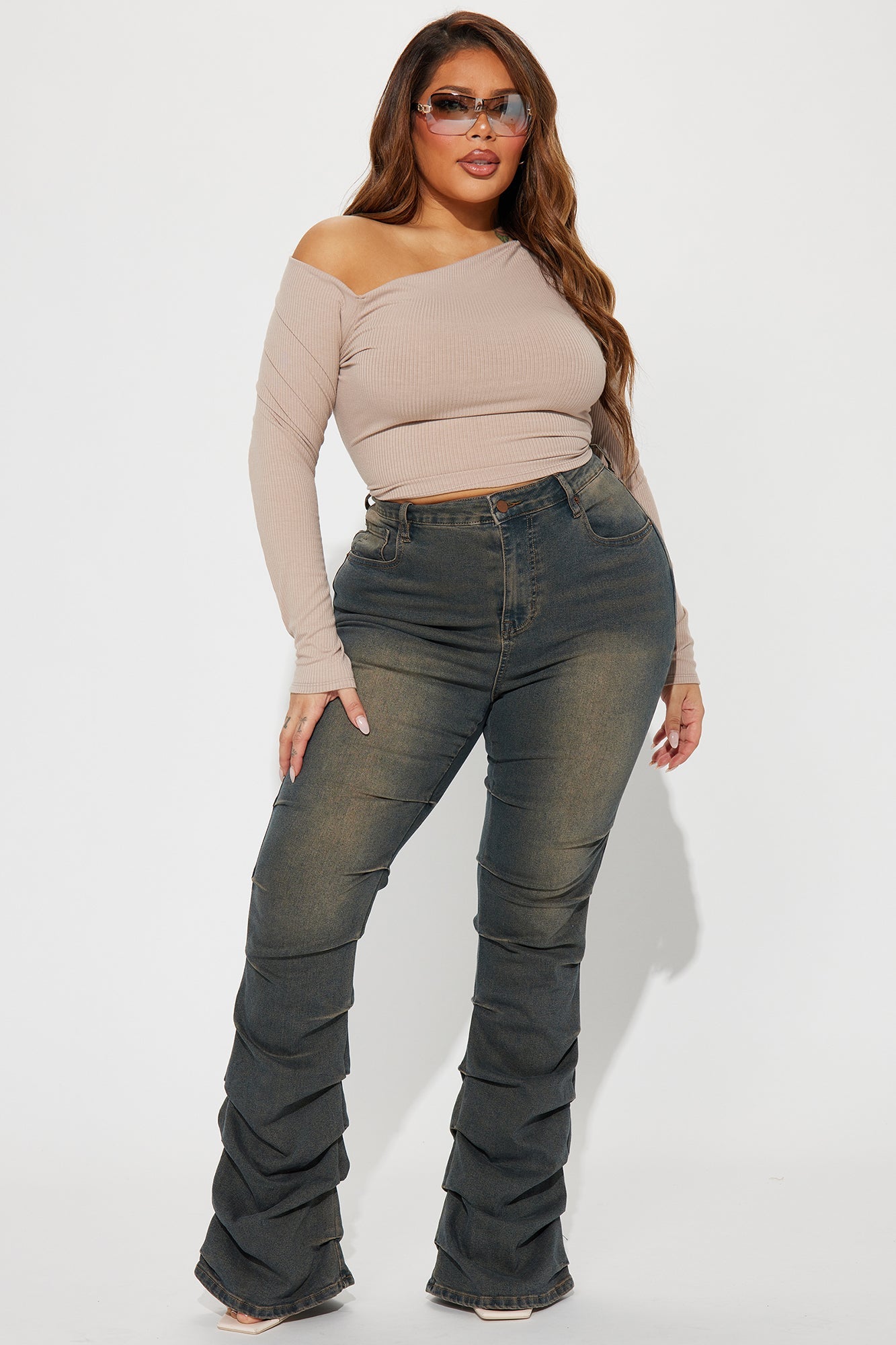 Calling For You Stacked Bootcut Jeans - Dark Wash