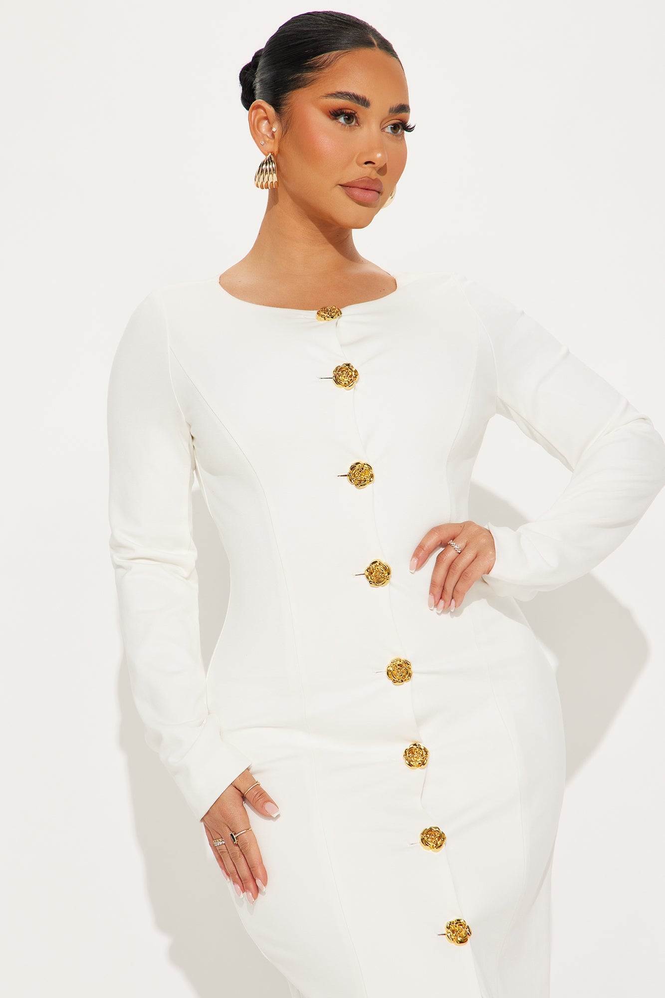 The Carla Body Sculpting Midi Dress - Ivory