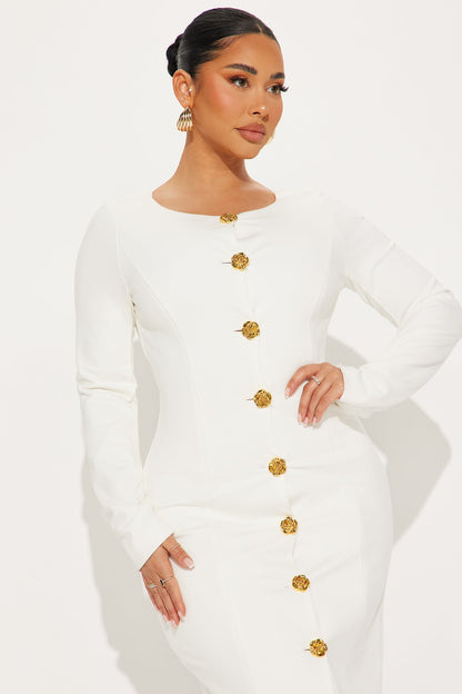 The Carla Body Sculpting Midi Dress - Ivory
