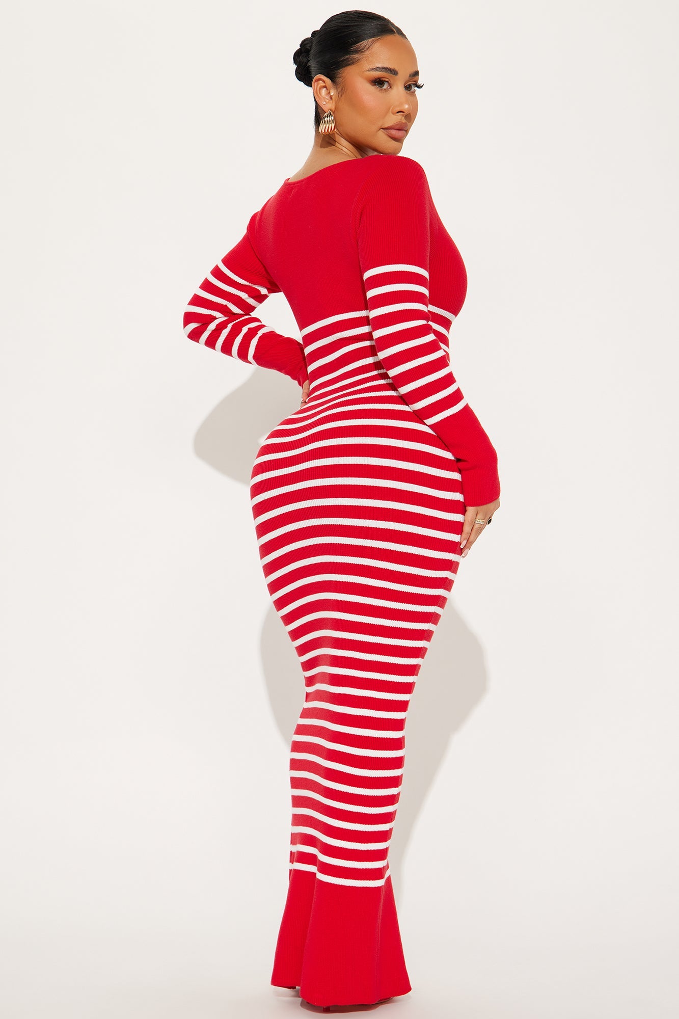 Kelsie Sweater Maxi Dress - Red/White