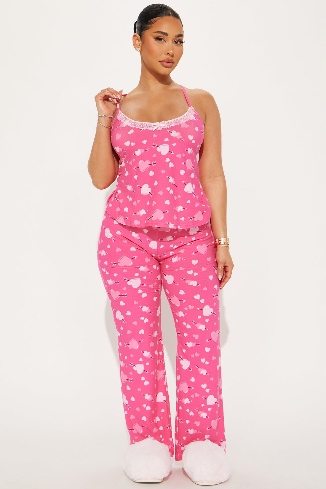 Feelings Of Love PJ Pant Set - Hot Pink/combo
