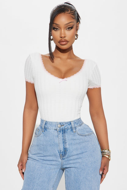 Heart Eyes For You Bodysuit - White/Pink