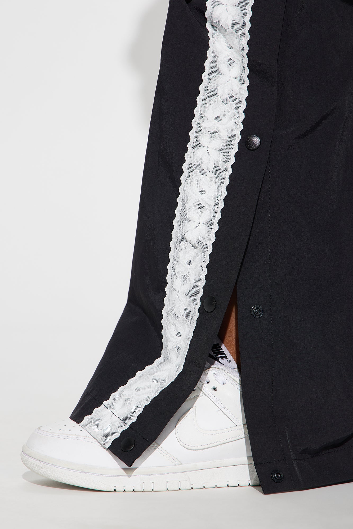 Talia Snap Button Windbreaker Track Pant - Black