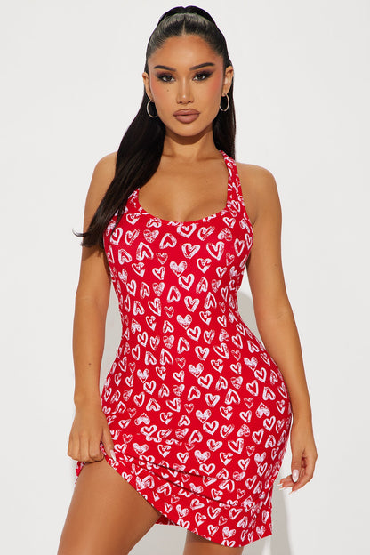 Love To Snooze PJ Sleep Dress - Red