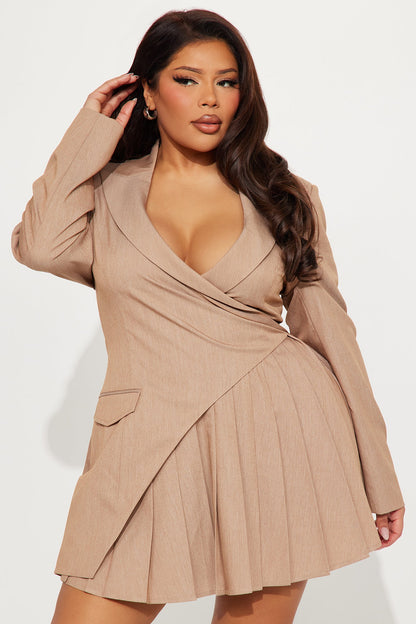 Delani Mini Blazer Dress - Khaki
