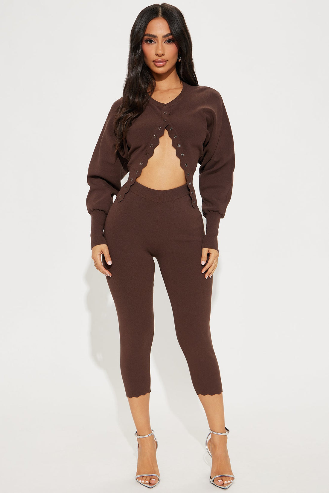 Livia Sweater Capri Set - Chocolate