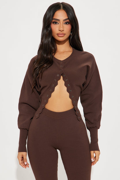 Livia Sweater Capri Set - Chocolate