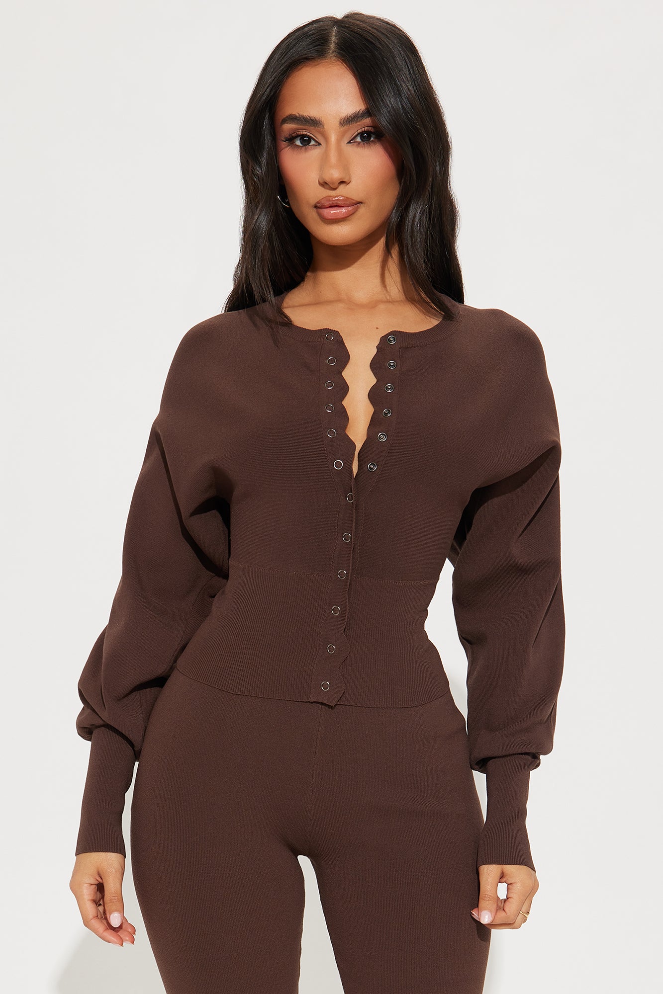 Livia Sweater Capri Set - Chocolate
