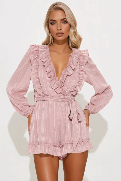 Roxanna Ruffle Romper - Rose