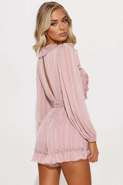 Roxanna Ruffle Romper - Rose