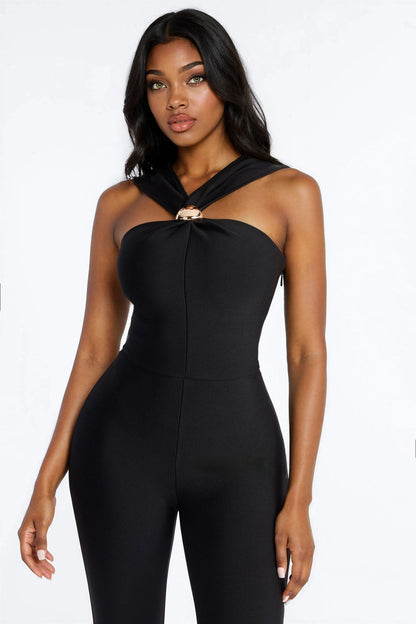Belen Bandage Flare Jumpsuit - Black