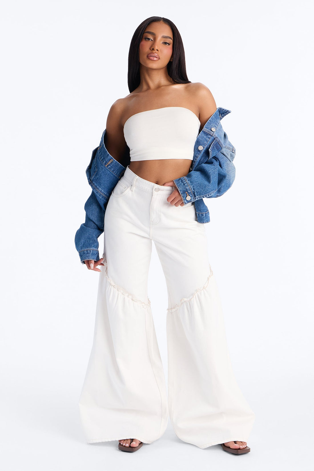 Baja Babe Seaming Wide Leg Jeans - White