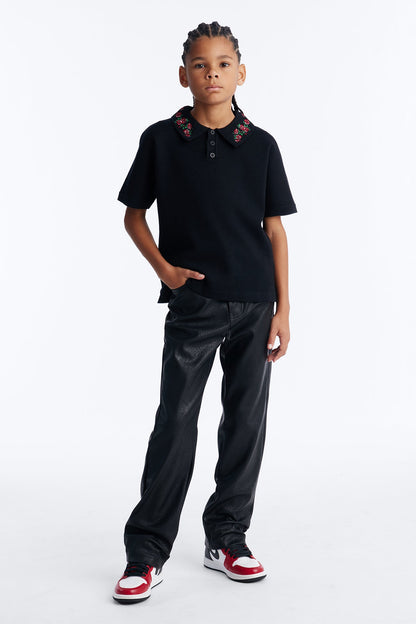Mini Roses Are Red Short Sleeve Polo - Black