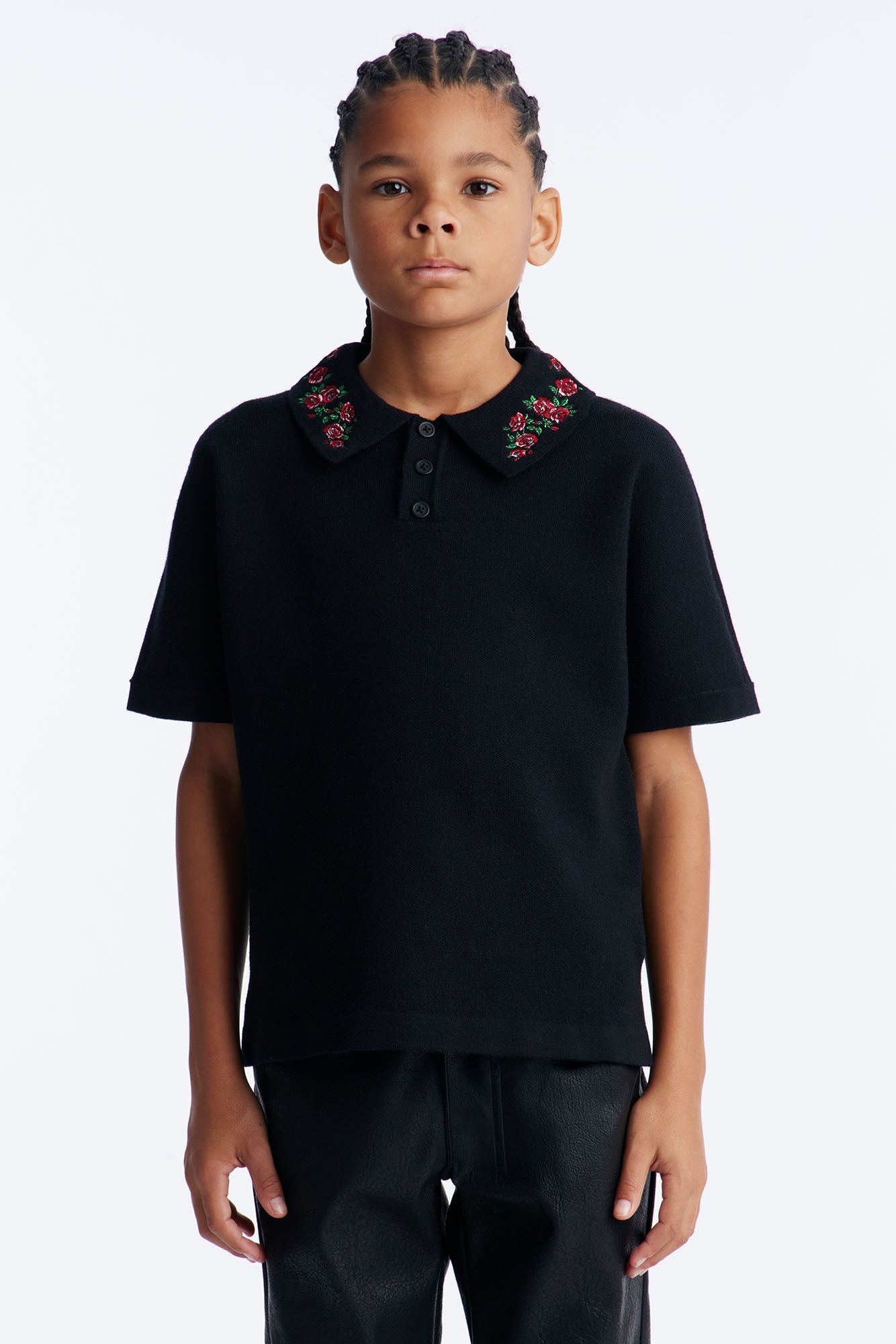 Mini Roses Are Red Short Sleeve Polo - Black