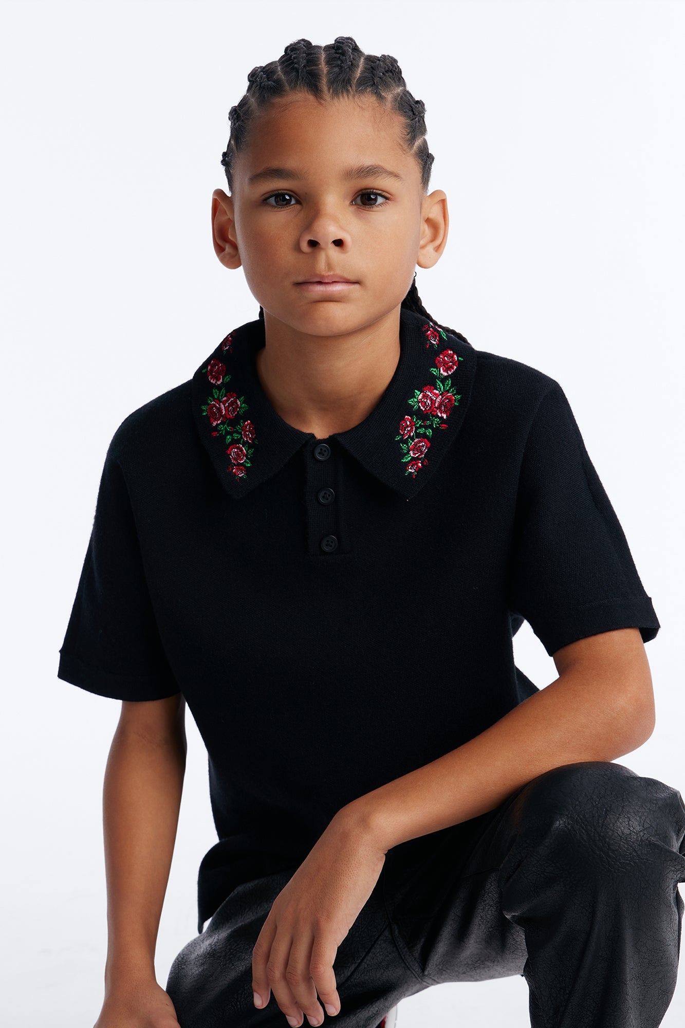 Mini Roses Are Red Short Sleeve Polo - Black