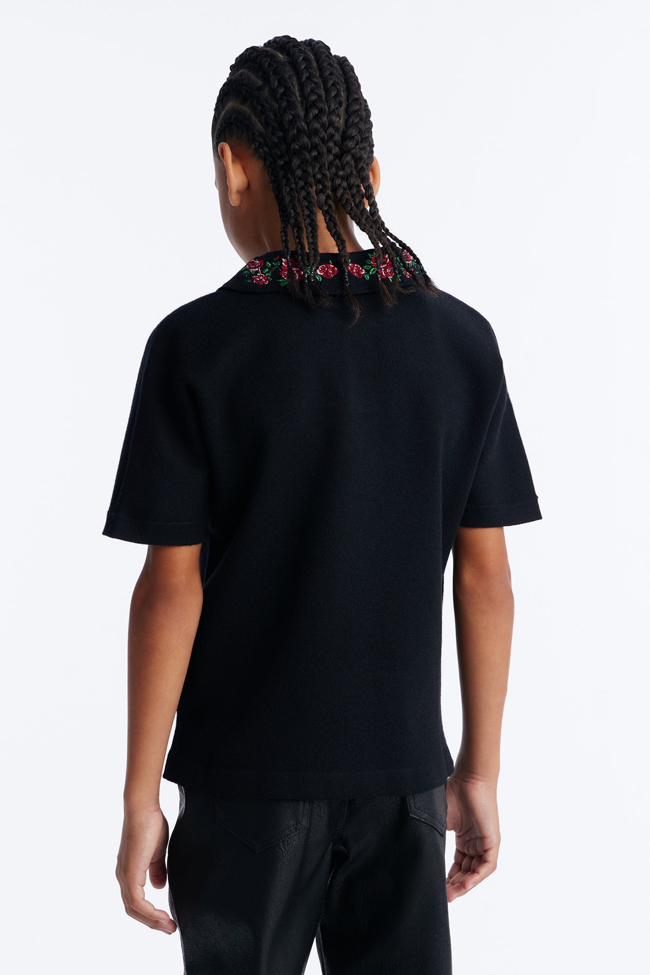 Mini Roses Are Red Short Sleeve Polo - Black